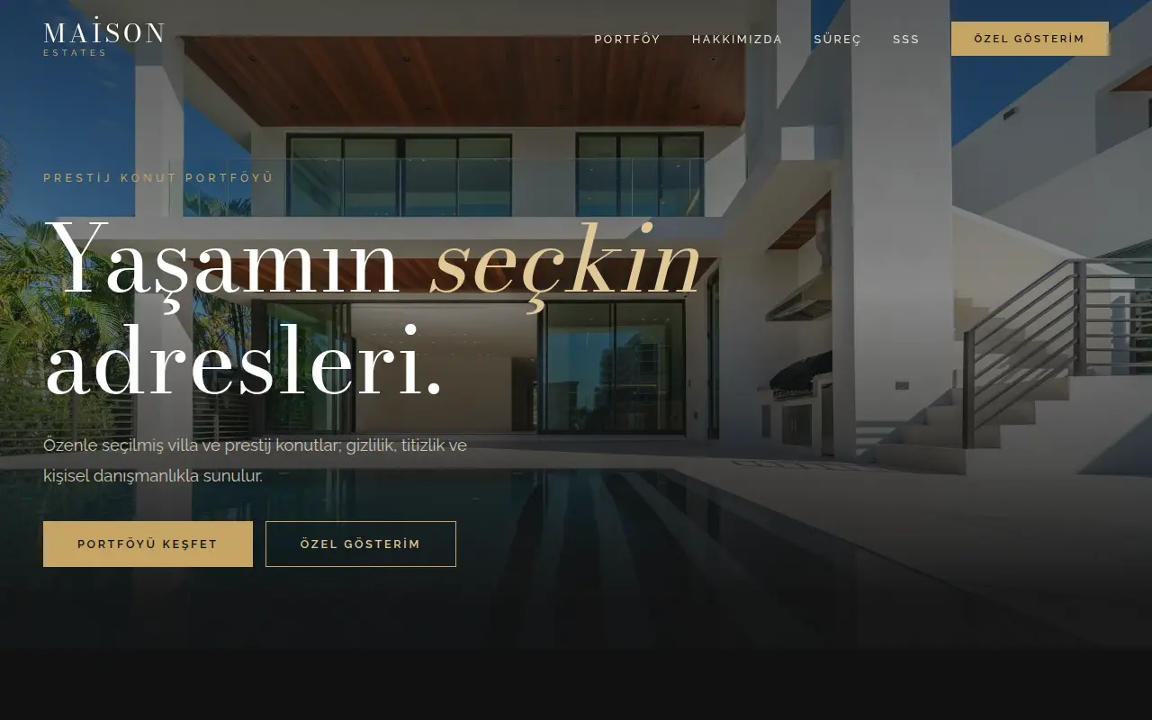 Lüks Villa & Prestij Konut Web Sitesi — Maison Estates